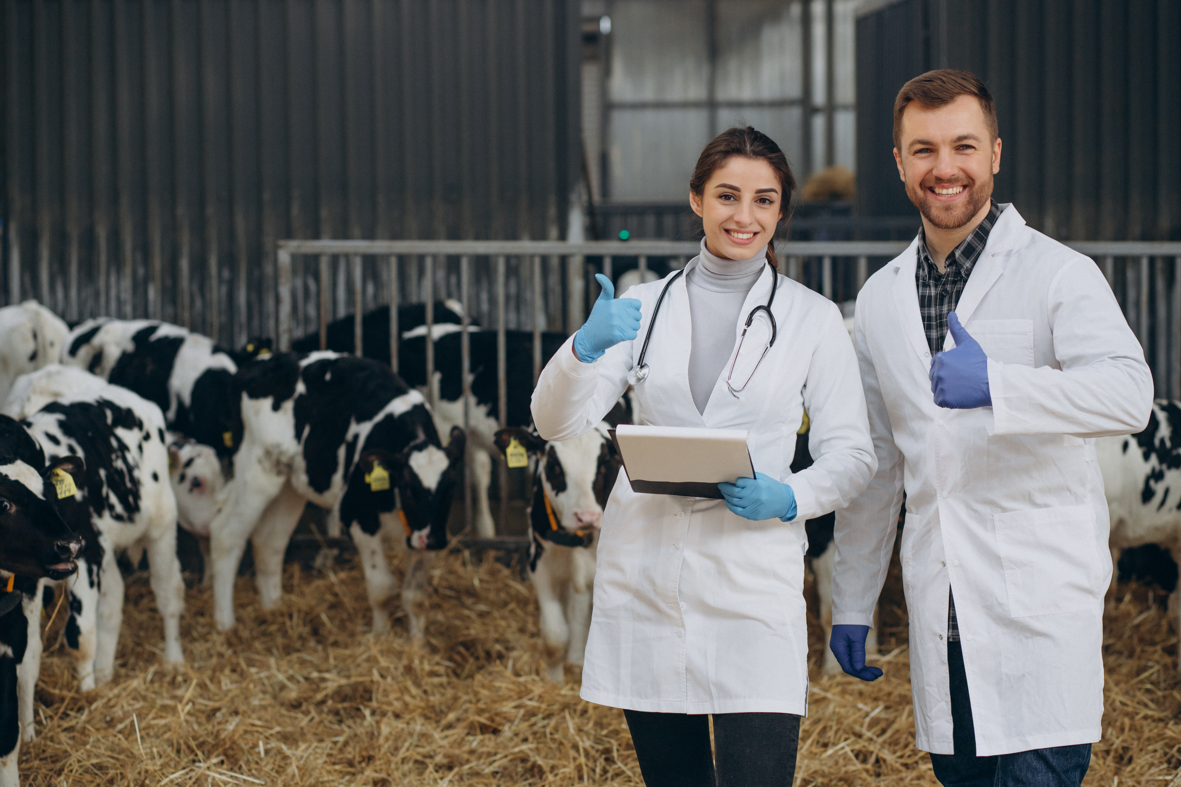 veterinary farm walking cowshed checking cows